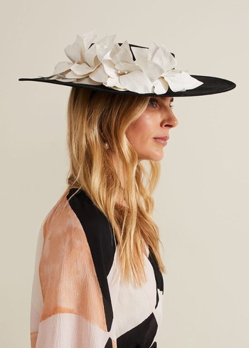 Phase Eight 3d Flower Statement Boater Fascinator Hats Black/White USA | 2518307-ER